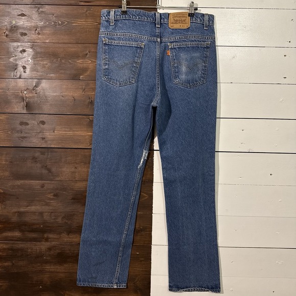 Vintage Levis 517 Jeans Mens 36x34 Blue Bootcut Orange Tab USA Made Cowboy Cut - Picture 1 of 9